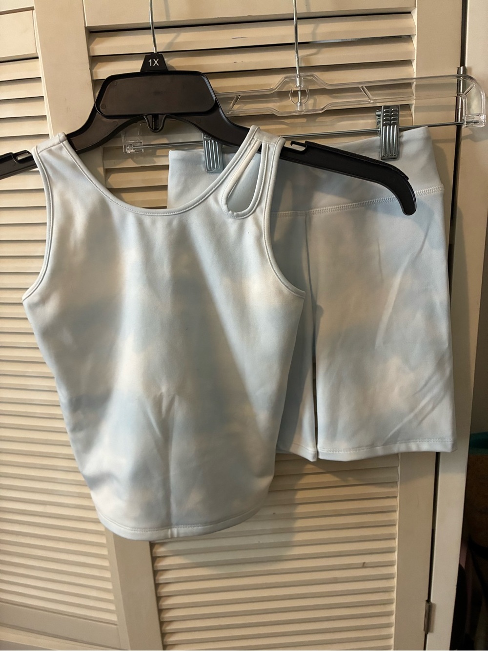 Kids Light Blue Tie-Dye Tank and Shorts Matching Set